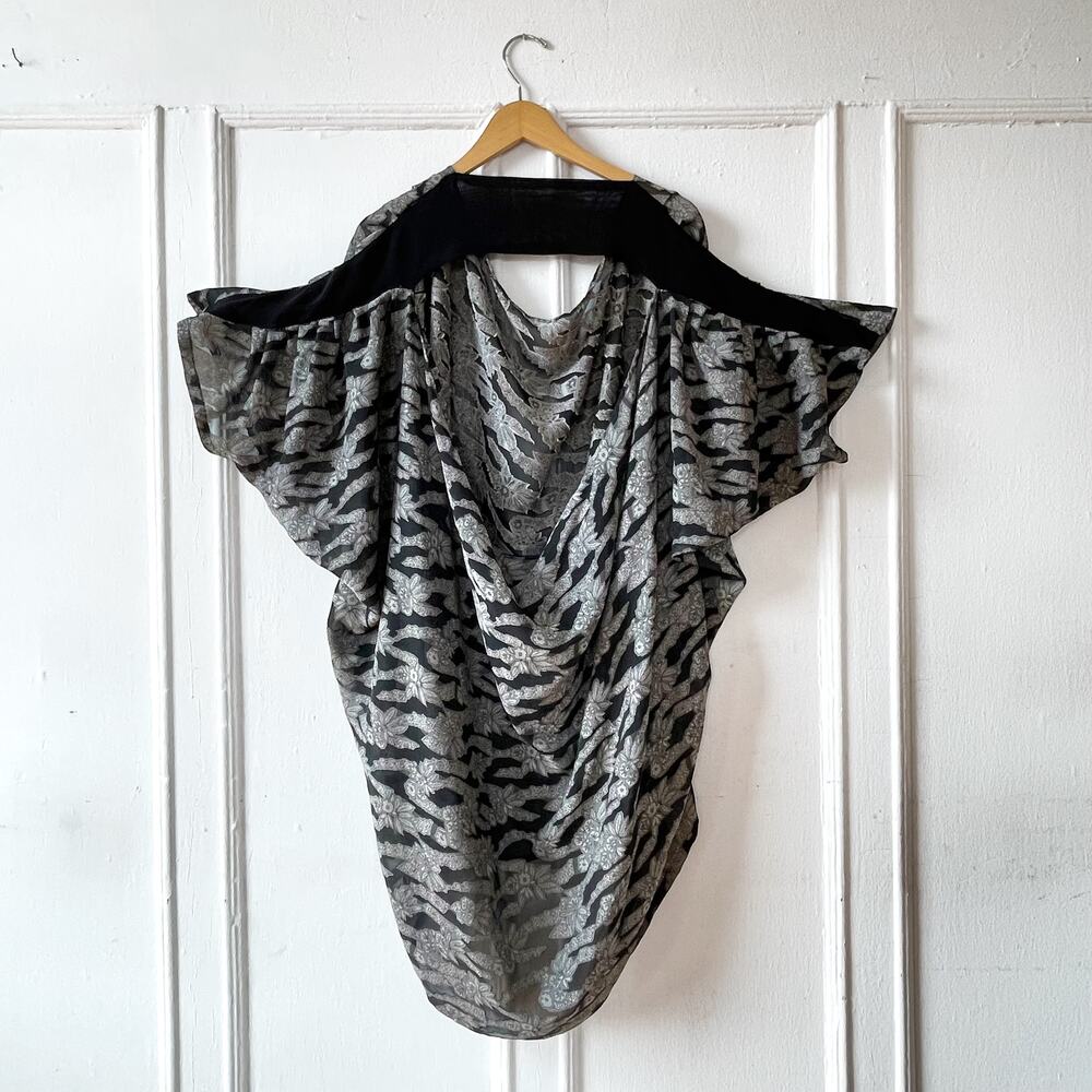 VTG 80s Laise Adzer Backless Mini Dress Sheer Lace 80s Oversized Lagenlook